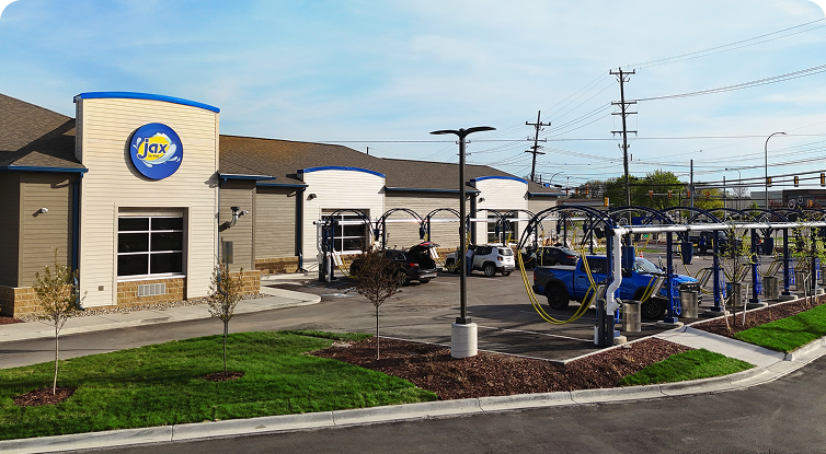 A Jax Kar Wash location with wash and vacuum bays